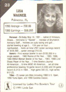 1991 Little Sun Ladies Pro Bowling Tour Strike Force #23 Lisa Wagner Back